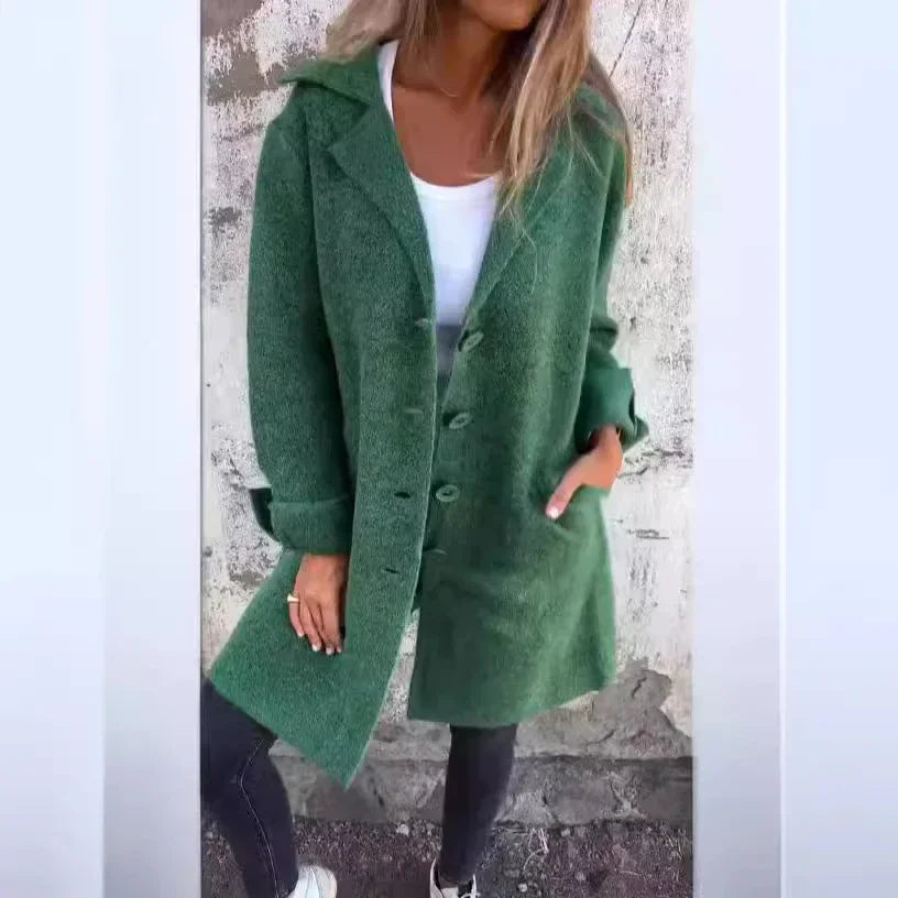 Single Breasted Cardigan Coat Women Mid Length - ZA-Zola