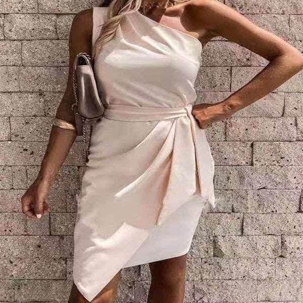 One-Shoulder Irregular Hem Midi Dress – Elegant Summer Fit - ZA-Zola
