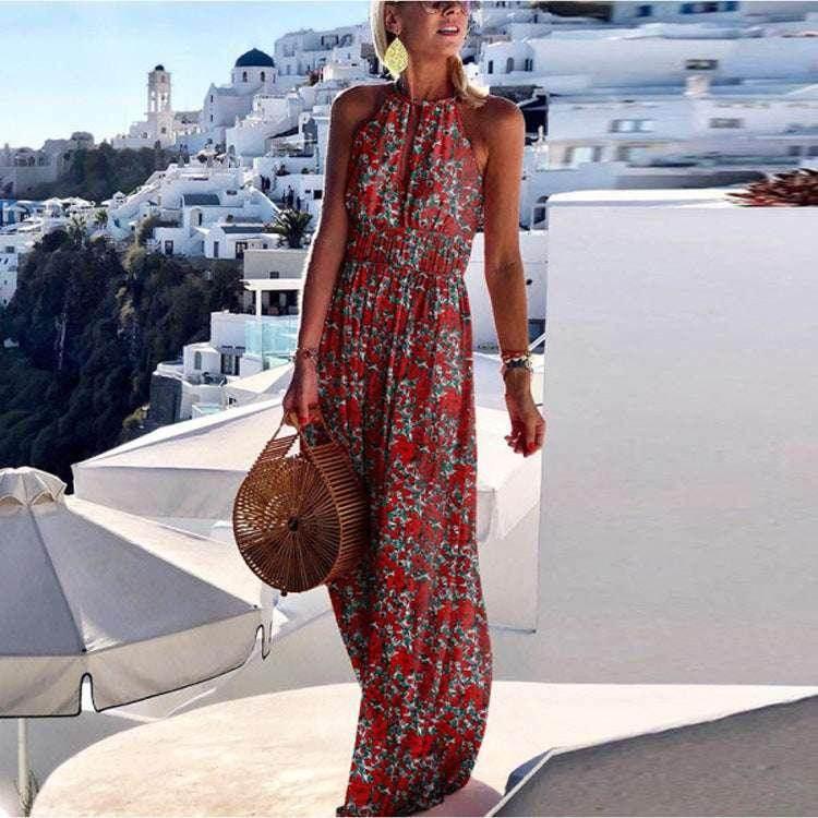 Sexy Round Neck Halter Backless Summer Dress - ZA-Zola