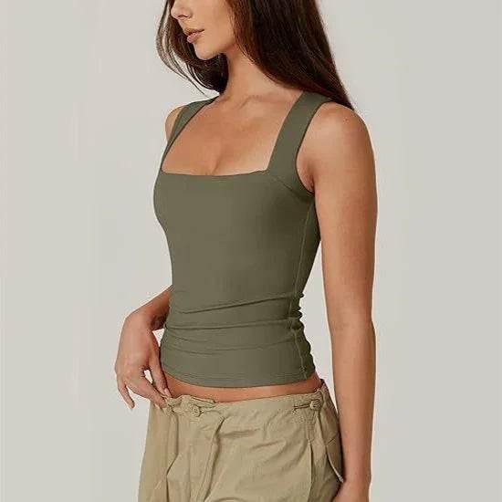 Square-Neck Slim Tank Top | Summer Sleeveless Style - ZA-Zola