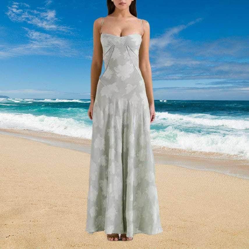 Sexy Flowers Lace Suspender Dress – Backless Lace-Up Elegance - ZA-Zola