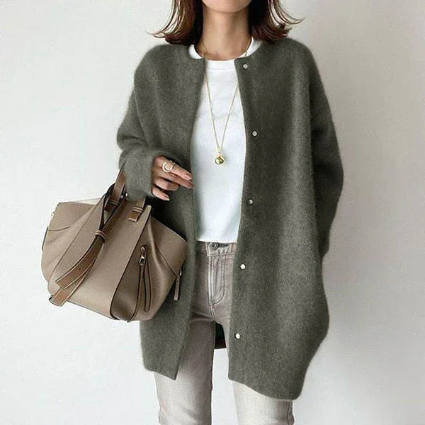 Loose Round Neck Cardigan Women Casual Knit Coat - ZA-Zola