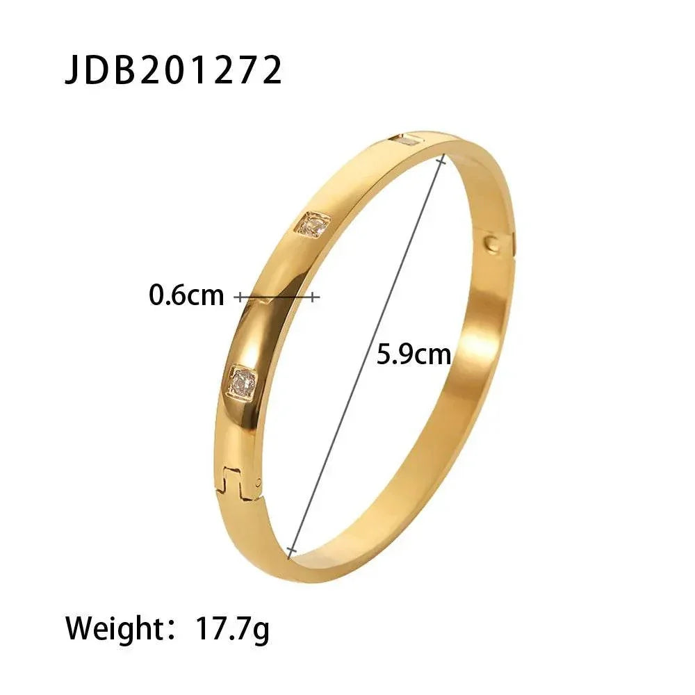 Gold-Plated Zirconia Bracelet – Stainless Steel Chic - ZA-Zola