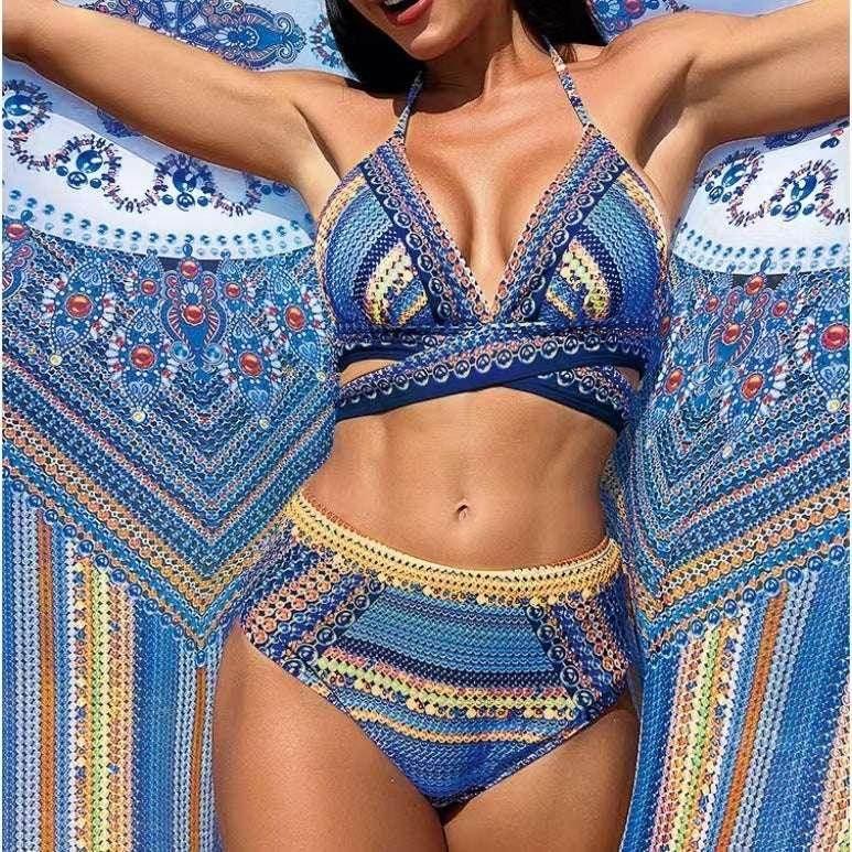 Retro Ethnic Style Cross Strap Bikini | ZA-Zola - ZA-Zola