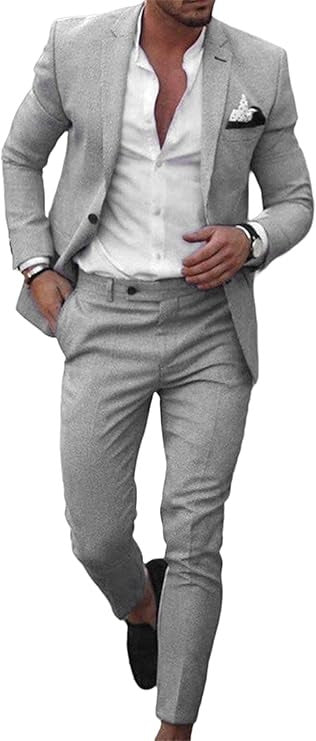 Gray suit with white shirt on a white background