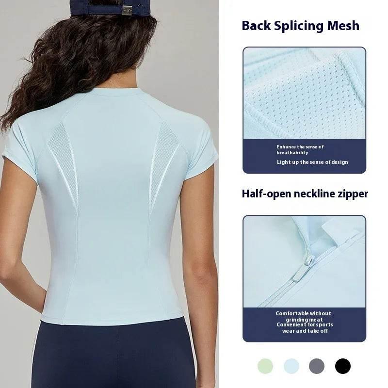 Slim Fit Yoga Top - Breathable & Stylish Summer Wear - ZA-Zola