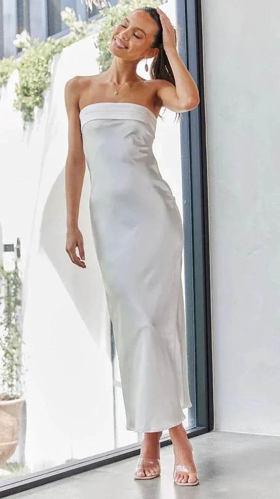 Summer Tube Top Long Dress with Backless Floral Print - ZA-Zola