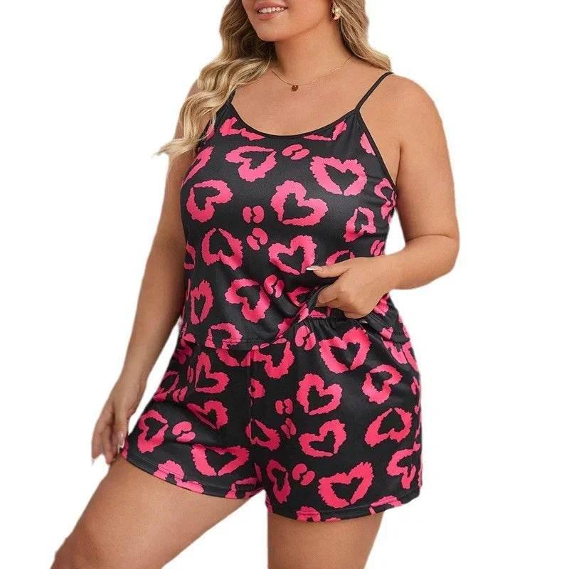 Plus Size Heart Print Shorts Set | Shop Now - ZA-Zola