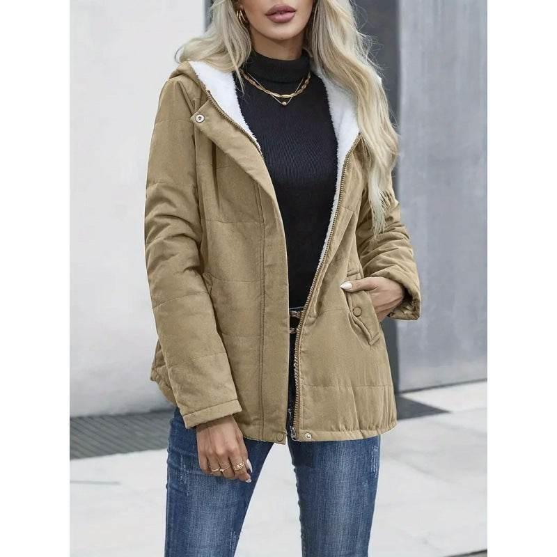 Fleece-lined Hooded Coat – Warm Preppy Winter Cotton Jacket Women - ZA-Zola