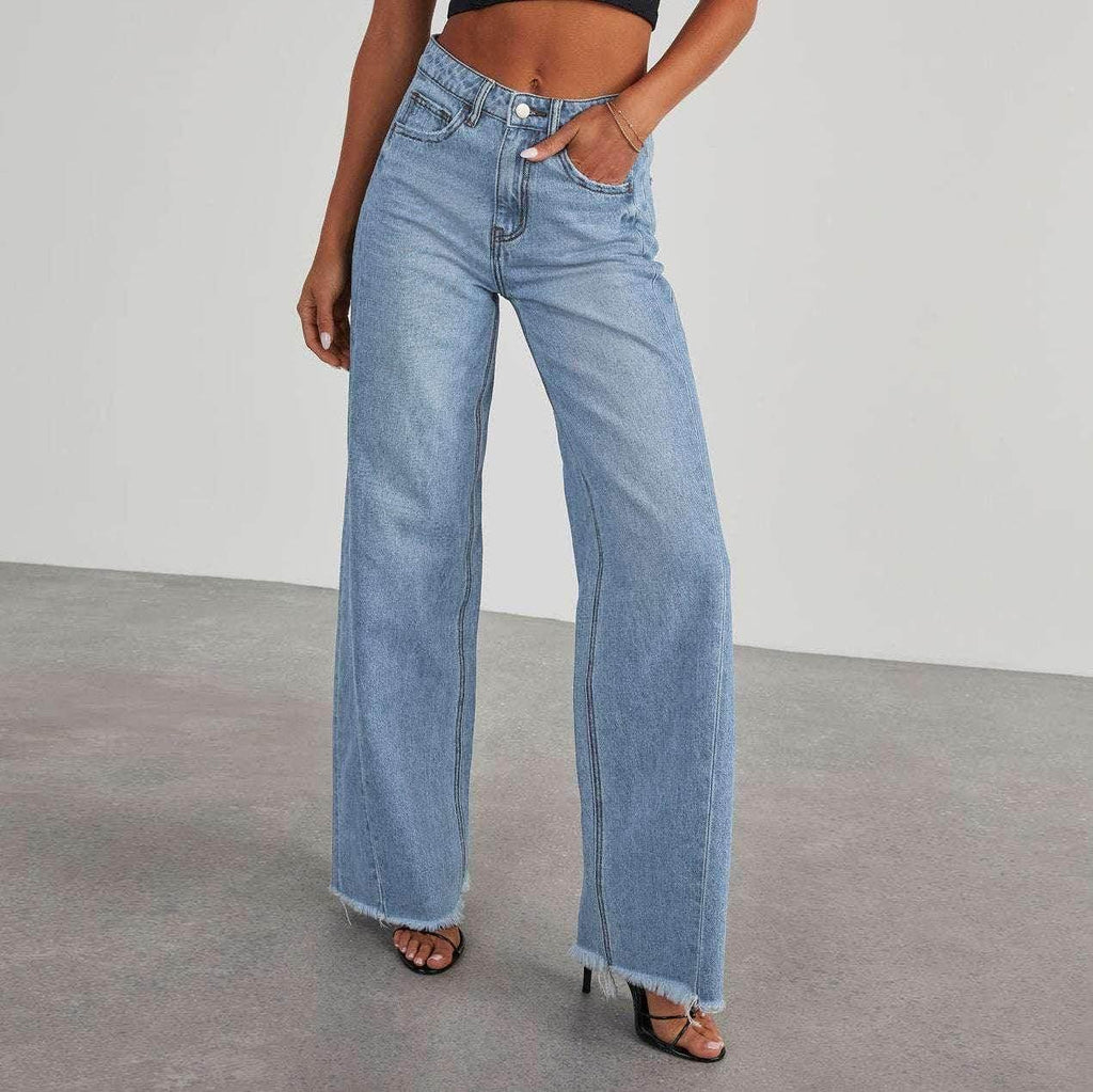 High Waist Straight Jeans with Pockets – Women - ZA-Zola