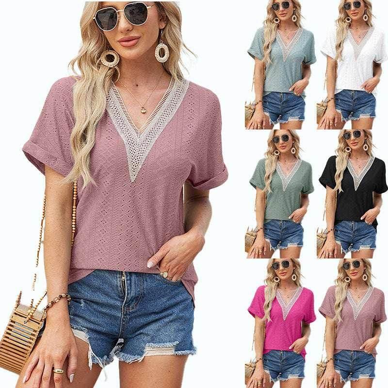 V-Neck Fold Sleeve Batwing Top for Women - ZA-Zola