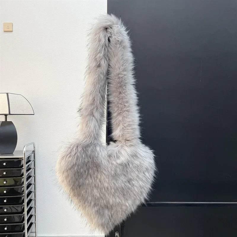 Winter Fleece Heart Shape Bag | Plush Crossbody Handbag - ZA-Zola