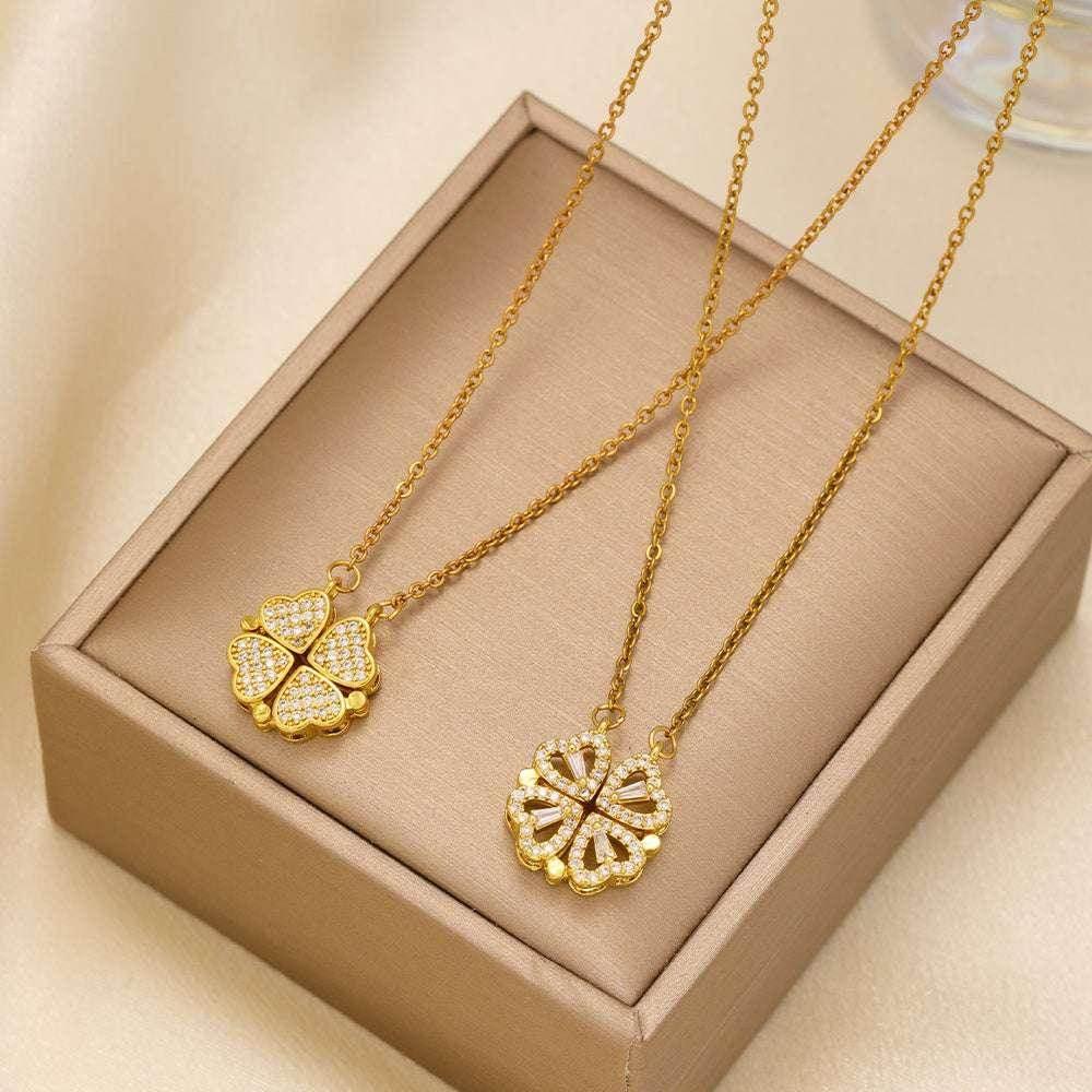 Magnetic Heart Clover Necklace – 4-in-1 Design - ZA-Zola