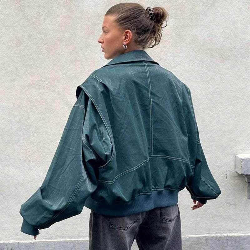 Women's Moto Biker Zip Jacket - Stylish & Sleek - ZA-Zola