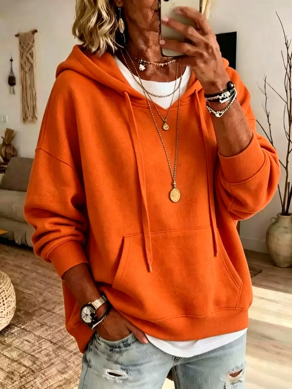 Womens Loose Fitting Hoodie | Casual Long Sleeve