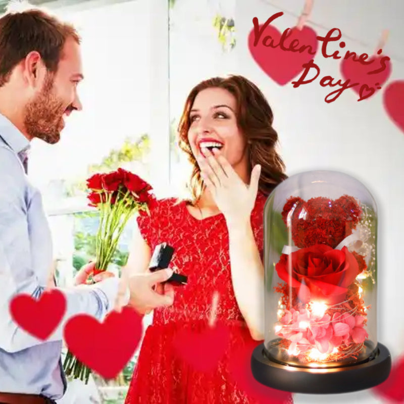 Eternal Rose Teddy Bear Gift | Romantic Valentine’s Day Decor