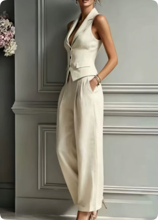 Single Breasted Vest Casual Pants Set | Summer