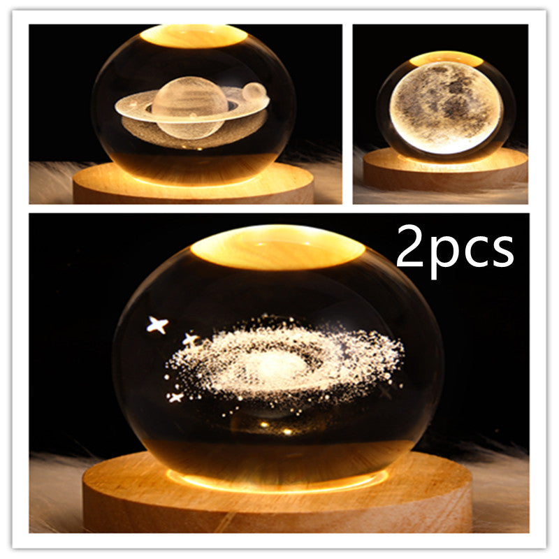 LED Galaxy Crystal Ball Night Light 3D Planet Moon Lamp | ZA-Zola