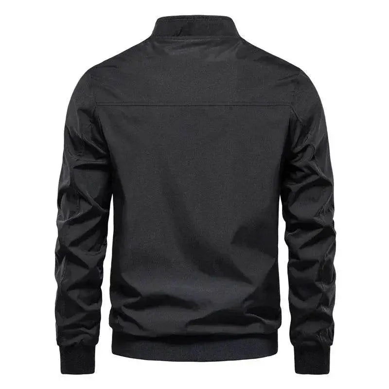 Men’s Korean slim fit black casual street jacket from ZA-Zola, back view