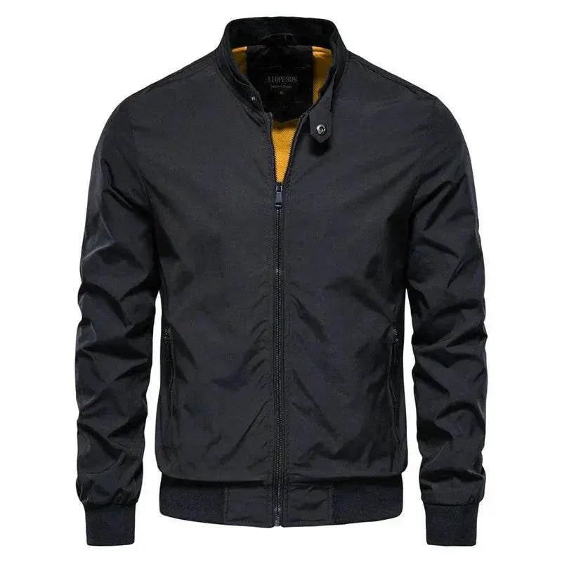 Men's Korean slim-fit casual street jacket in black with zip front, ZA-Zola fashion