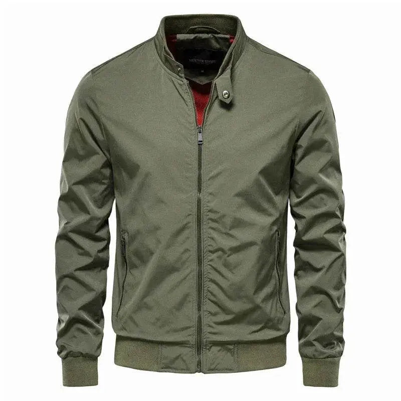 Men's Korean slim-fit olive green casual street jacket from ZA-Zola, front view