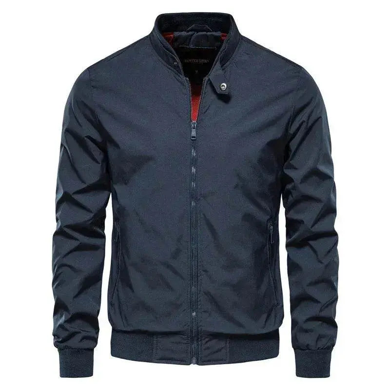 Men's navy Korean slim fit street jacket with zipper, ZA-Zola UK fashion