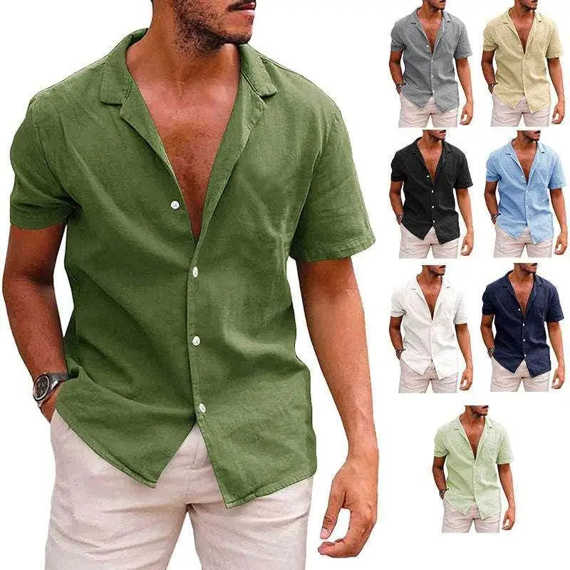 Men's linen cotton button-down beach shirts in multiple colors from ZA-Zola UK