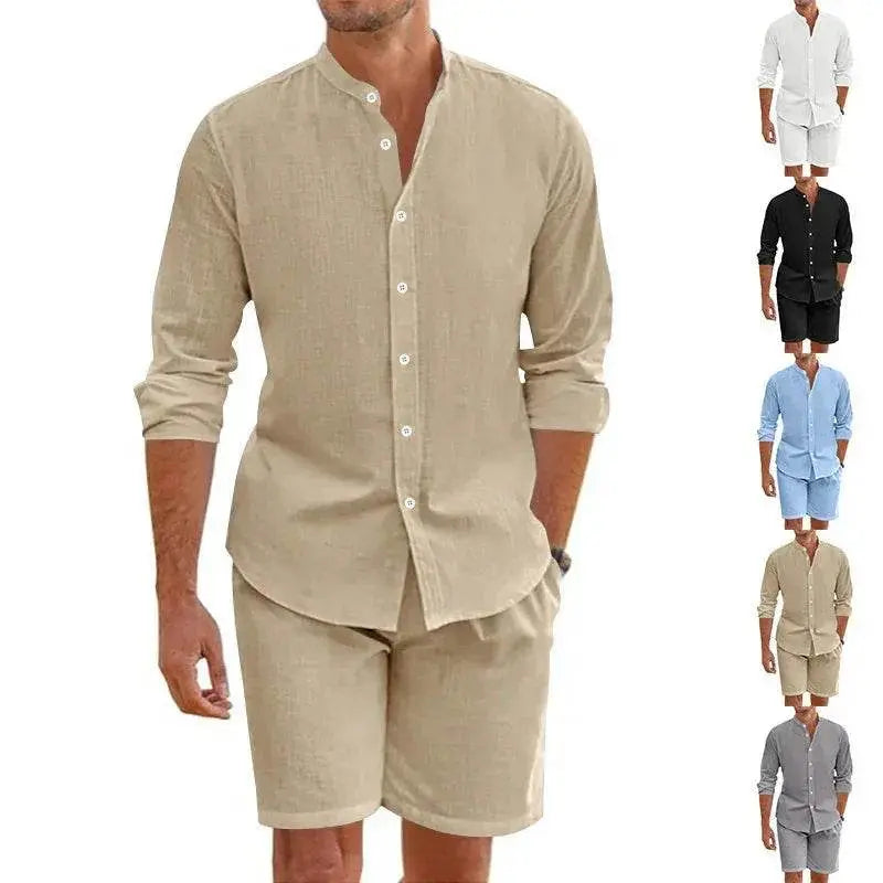 Men's linen summer shirt and shorts set in multiple colors from ZA-Zola fashion UK