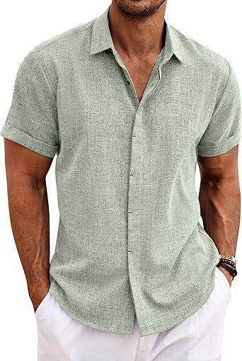 ZA-Zola men's short sleeve buckle shirt in light grey, casual chill fit style.