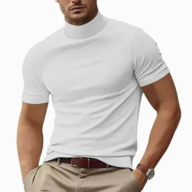 ZA-Zola men's slim fit white casual t-shirt with short sleeves, styled for summer fashion