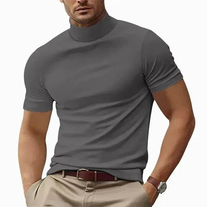Men's slim fit grey short sleeve casual t-shirt, summer fashion from ZA-Zola UK