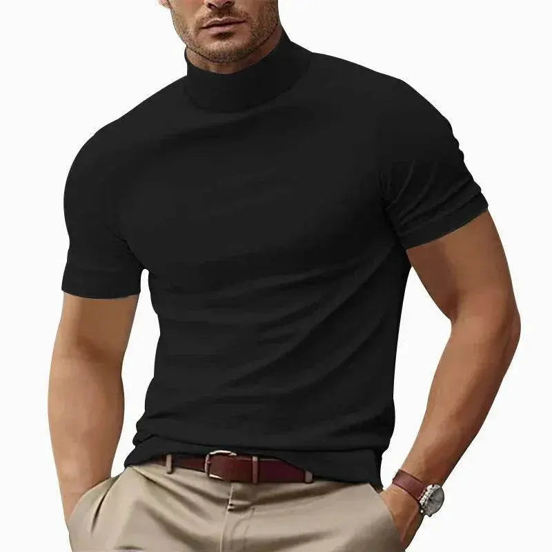 Men's slim fit black casual t-shirt, summer fashion, ZA-Zola apparel, UK style.