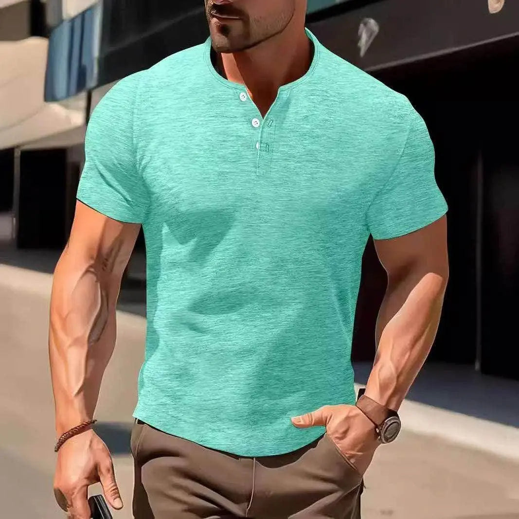 Men’s slim fit mint green casual short sleeve shirt from ZA-Zola, street style