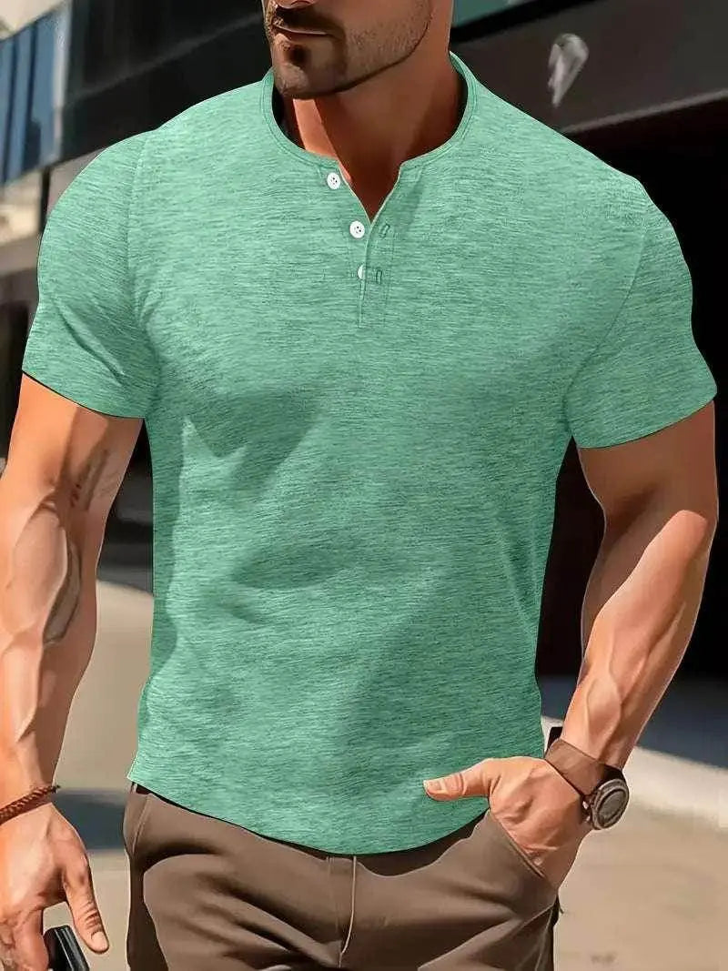 Men's slim fit casual short sleeve green shirt from ZA-Zola, street style
