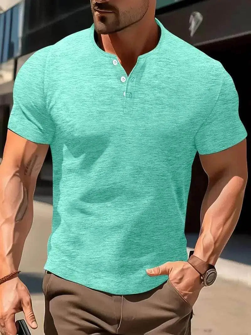 Men's slim fit casual mint green short sleeve shirt from ZA-Zola outdoors