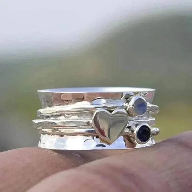 Rotatable Diamond Heart Ring for Men & Women - ZA-Zola