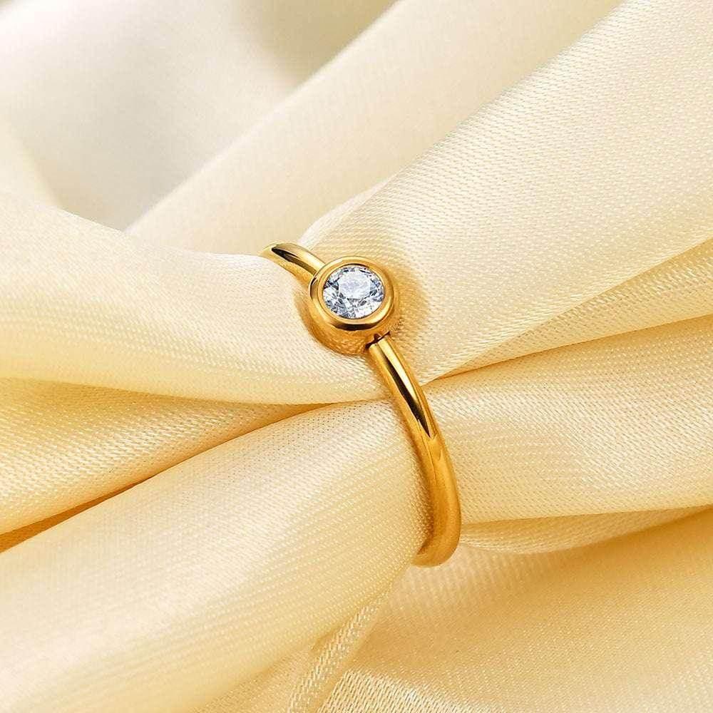 Elegant 2MM Titanium Steel Diamond Ring, Couples - ZA-Zola