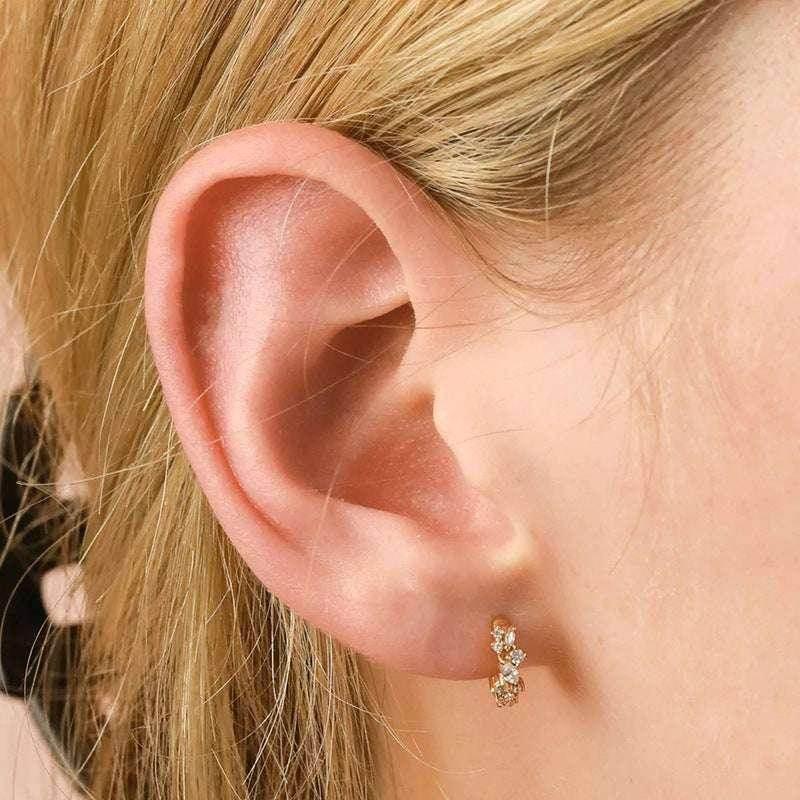 Sterling Silver Needle Irregular Zircon Earrings - ZA-Zola