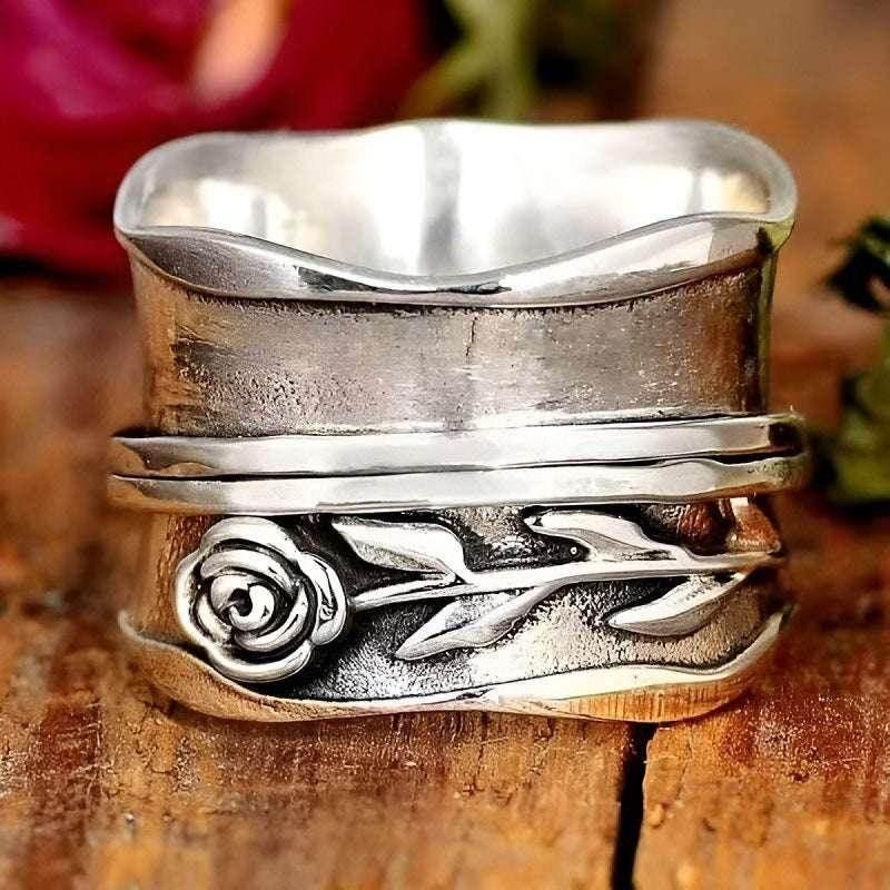 Luxury Vintage Flower Wide Face Retro Ring Women - ZA-Zola