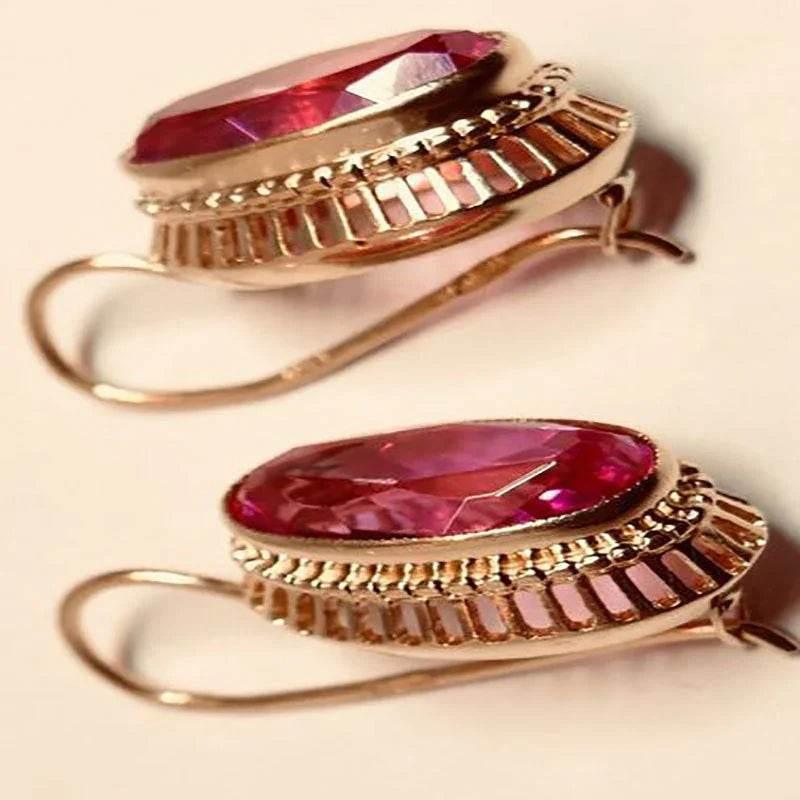 18K Gold Red Gem C-Type Ear Clip for Women - ZA-Zola