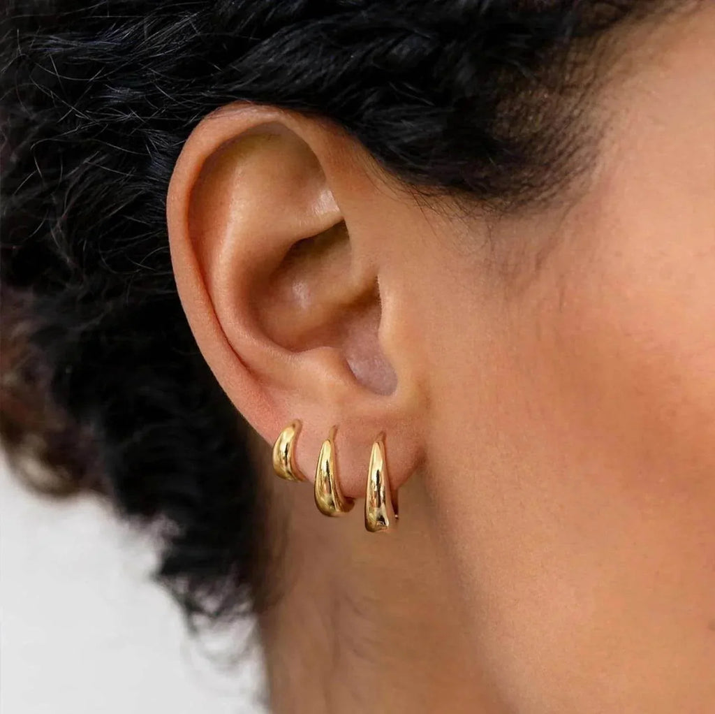 18K Gold Glossy Simple Hoop Earrings for Women - ZA-Zola