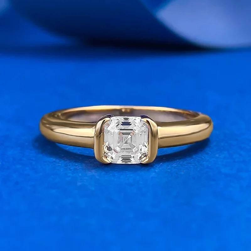 Pagoda Cut White Diamond 925 Silver Ring - ZA-Zola