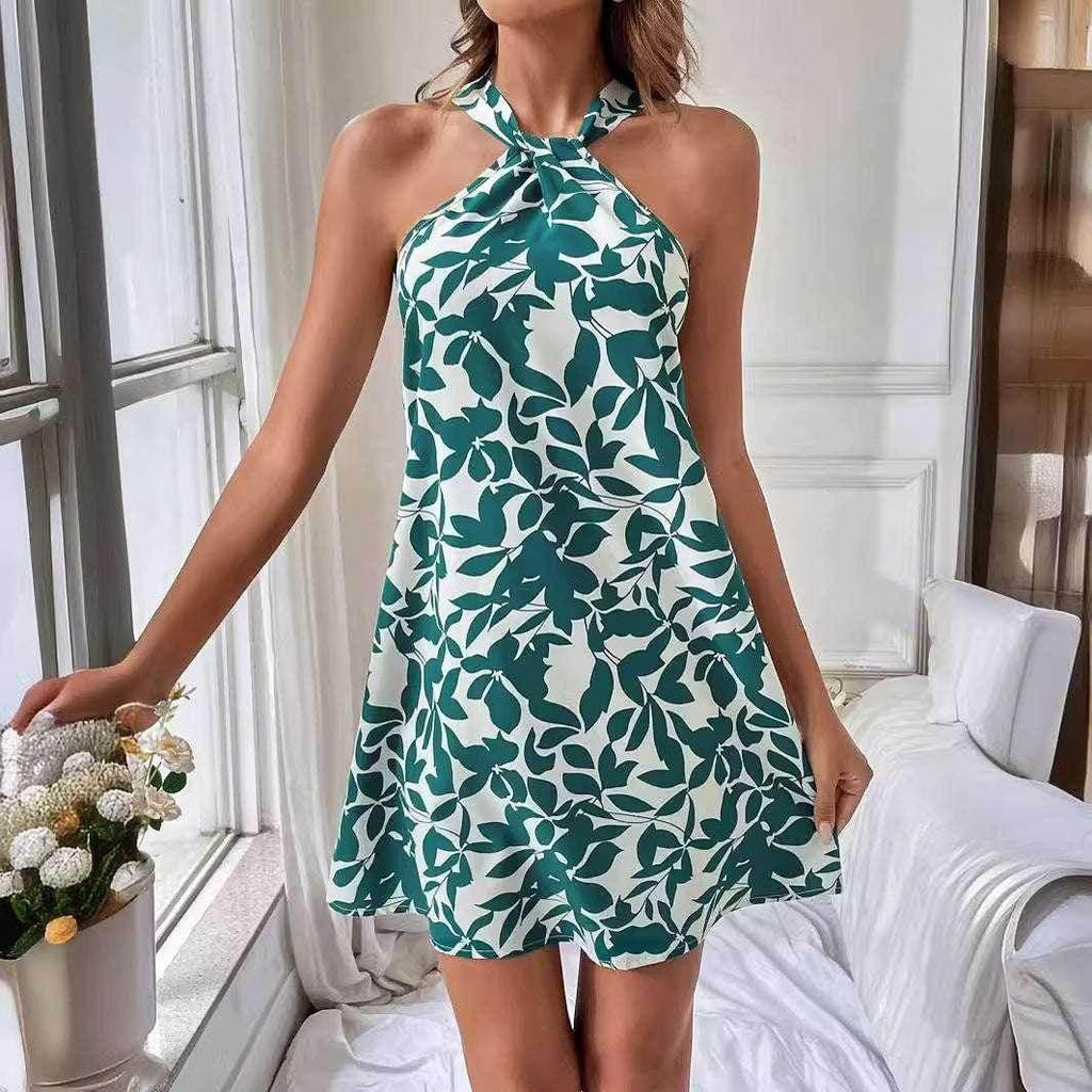 Women's Floral Off-the-Shoulder Strap A-Line Dress - ZA-Zola