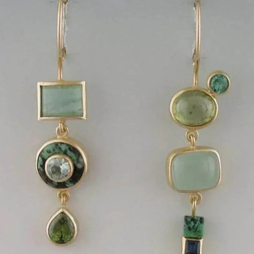 Retro Art Asymmetric Earrings – Unique Bold Design - ZA-Zola