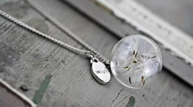 Vintage Dandelion Seed Glass Necklace Handmade - ZA-Zola