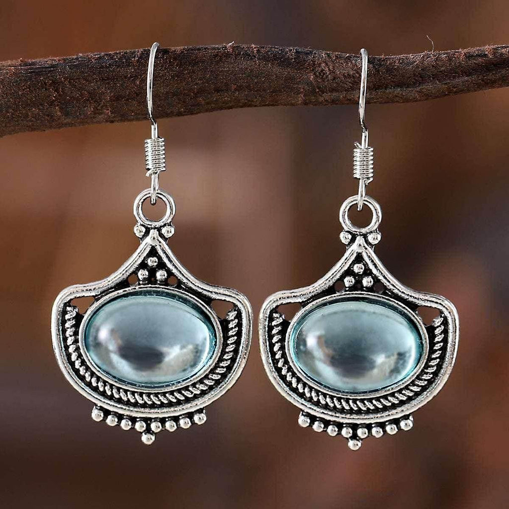 Vintage Blue Gem Necklace & Earrings Set - ZA-Zola
