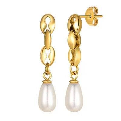 Stainless Steel Lip Chain Gold Fashion Earrings - ZA-Zola