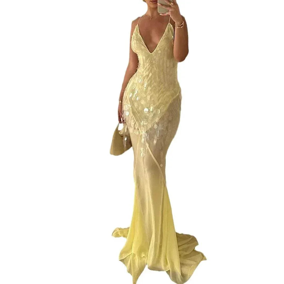 Sexy Sequin Fishtail Gown – Backless Slim Fit Dress - ZA-Zola