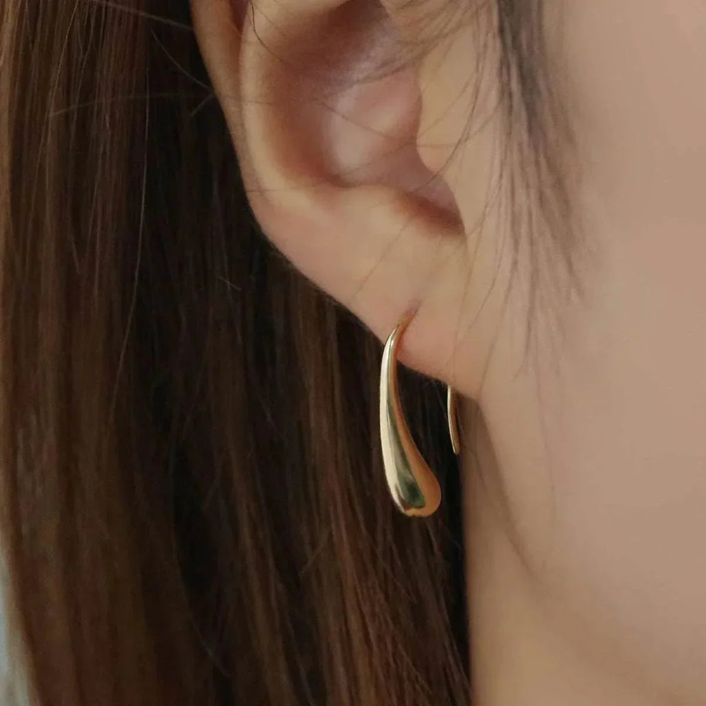 Glossy Geometric Drop Earrings for Women – Gold - ZA-Zola