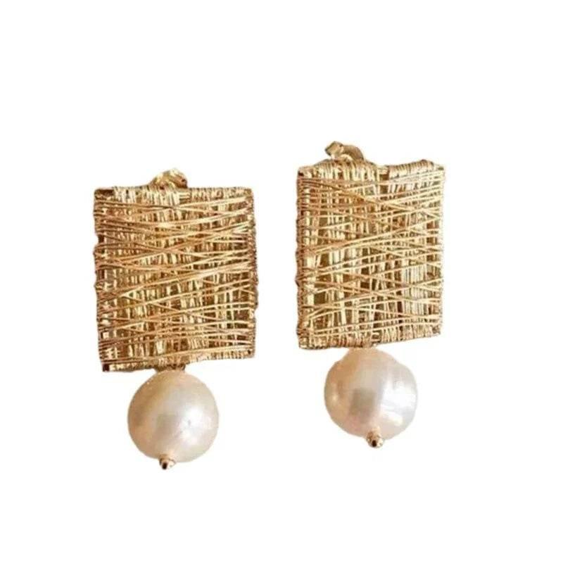 Handmade Gold Pearl Drop Earrings for Women - ZA-Zola